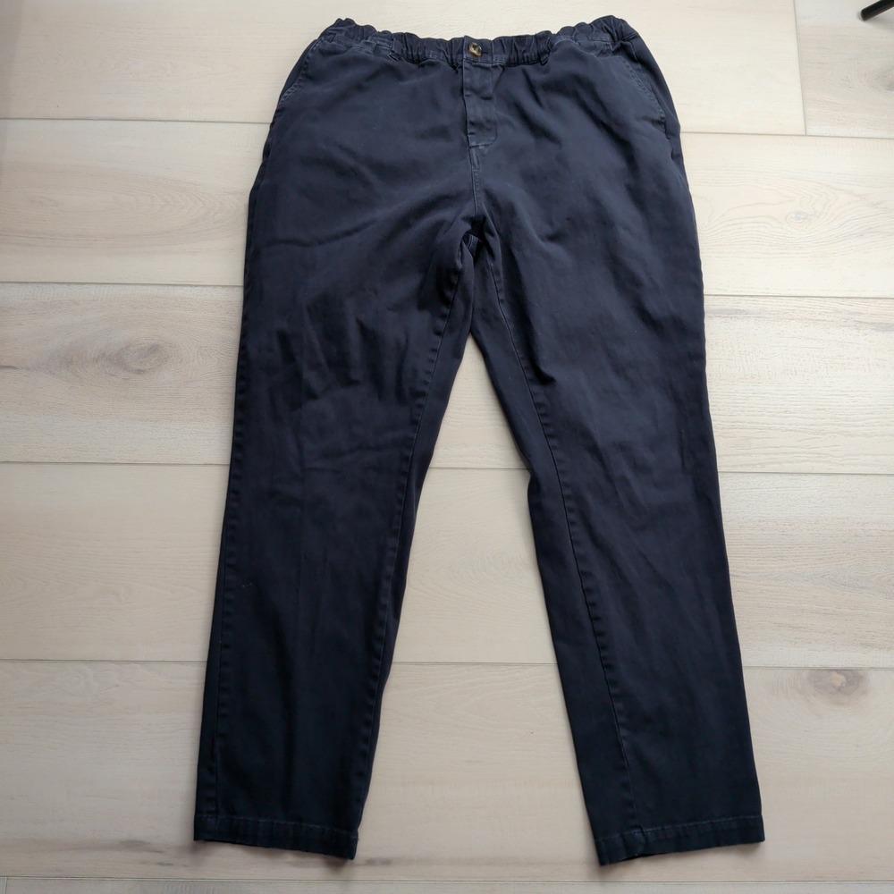 Cove USA Mens Navy Blue Elastic Waist Chino Pants Size 36 Straight Leg Twill